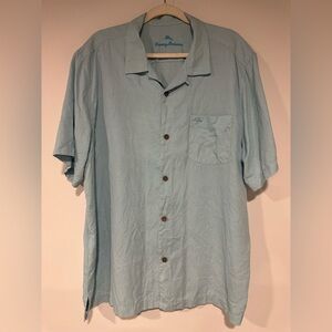 Tommy Bahama Island Zone Shirt Men's XL Blue Silk Blend Button Up
